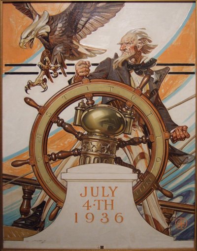 J. C. Leyendecker, Uncle Sam at the Helm, July Fourth, 1936